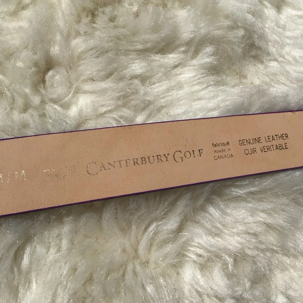 Canterbury Golf Purple Leather Belt Size M Made in Canada